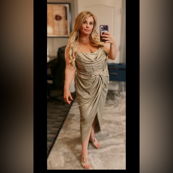 Gold strapless corset bodice dress - formal/wedding - Picture 1 of 2